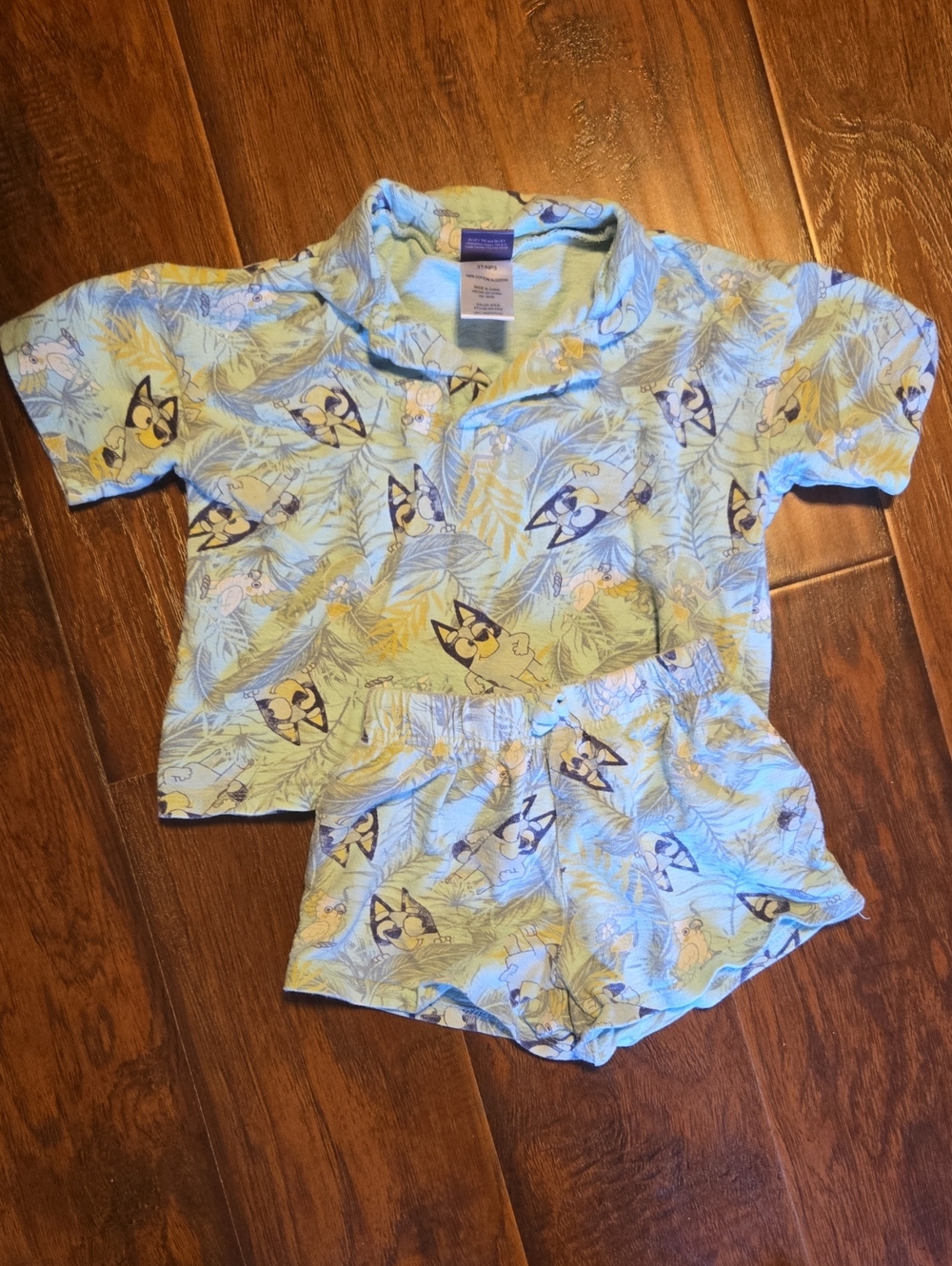 Bluey 2 Piece Set Tropical Print 100% Cotton 3t